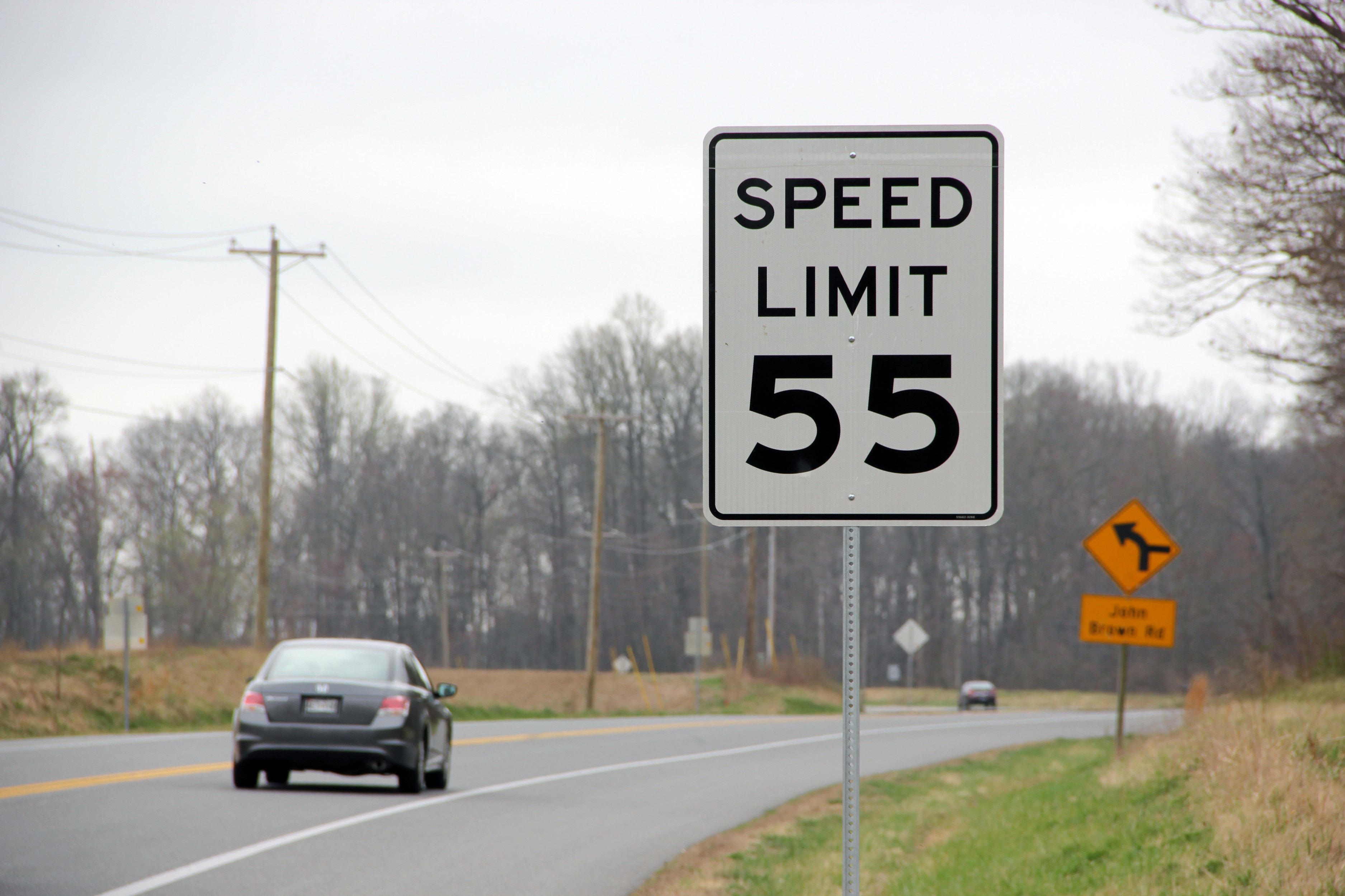 55 mph speed limit sign in Virginia