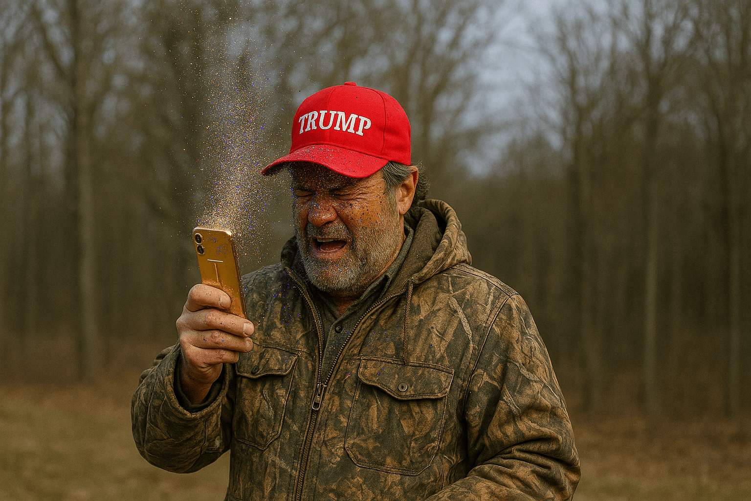 Duck hunter in Trump hat