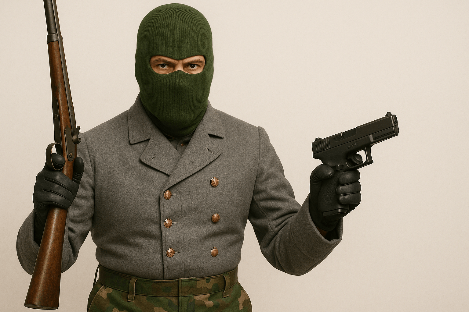 ICE agent in green mask